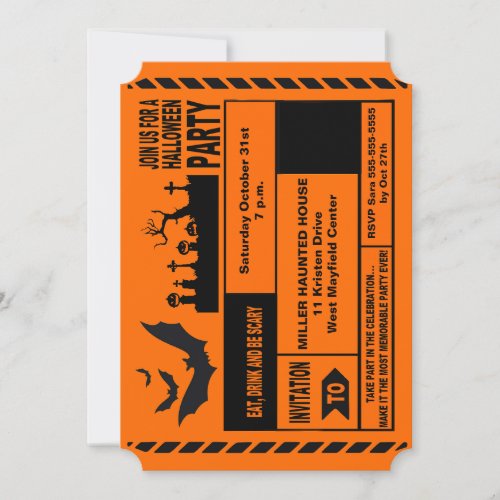 Eat Drink  Be Scary Halloween Party Invitation