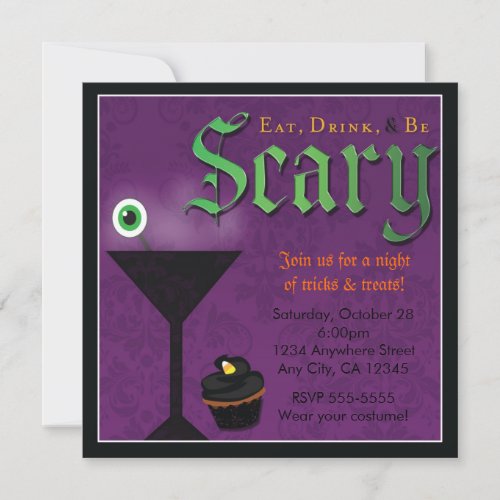 Eat Drink  Be Scary Halloween Party Invitation