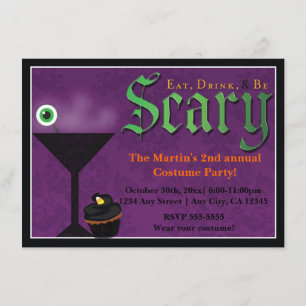 Eat Drink & Be Scary Halloween Party Invitations