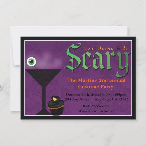 Eat Drink  Be Scary Halloween Party Invitations