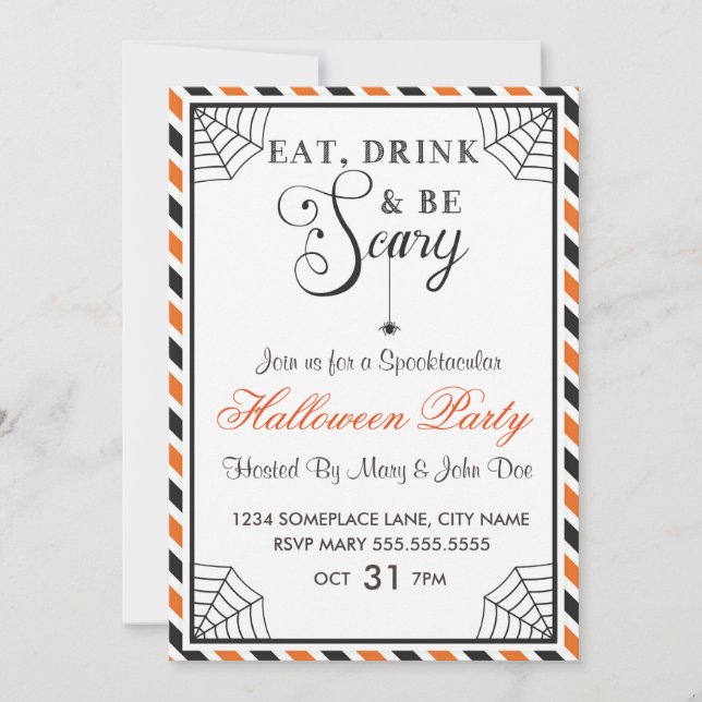 Eat,Drink & be Scary Halloween Party Invite (Front)