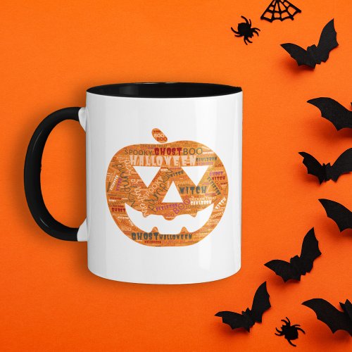 Eat Drink Be Scary Halloween Pumpkin Word Cloud Mug