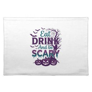 Eat Drink Be Scary Halloween Spooky Tree Pumpkins_ Cloth Placemat