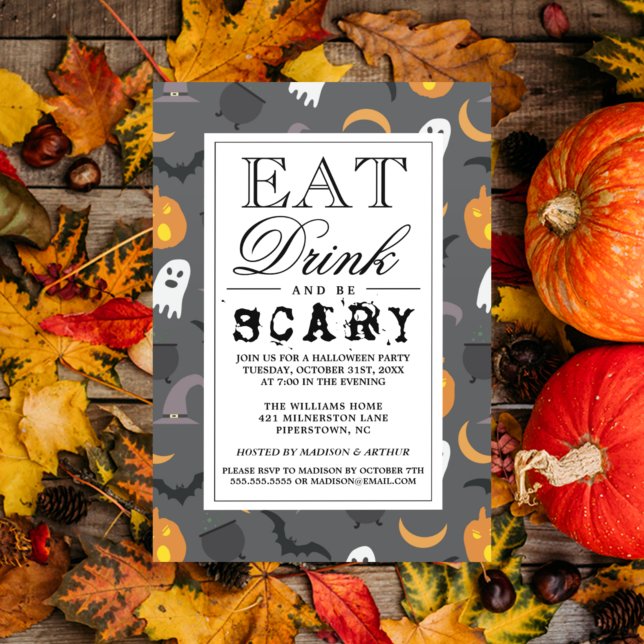 Eat Drink & Be Scary | Happy Halloween Party Invitation (Creator Uploaded)