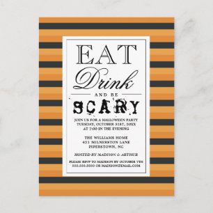 Eat Drink & Be Scary Happy Halloween Party Invitation Postcard