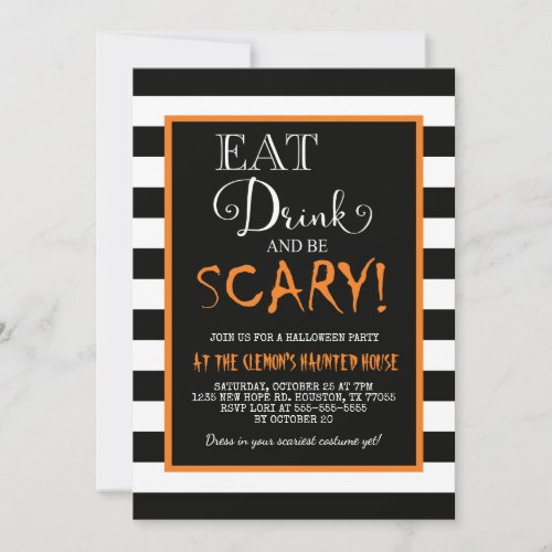 Eat Drink  Be Scary Invitation