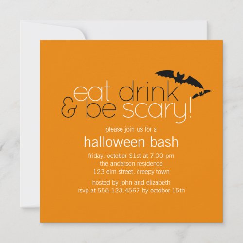 Eat Drink  Be Scary Party Invitations