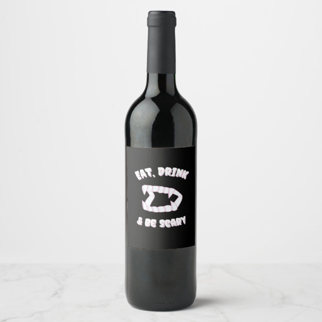 Eat Drink Be Scary Vampire Minimalist Style Wine Label (Front)