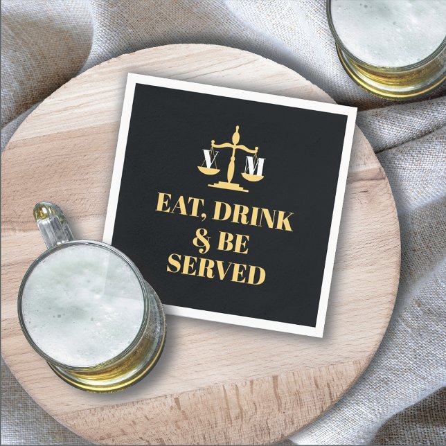 Eat drink & be Served Law School Lawyer Graduation Napkins (Creator Uploaded)