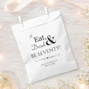 Eat Drink Be Seventy Funky Retro 70th Birthday Favor Bag