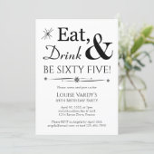 Eat Drink Be Sixty Five Retro 65th Birthday Invitation (Standing Front)