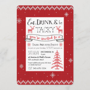 Eat, Drink & Be Tacky Sweater Party Invite