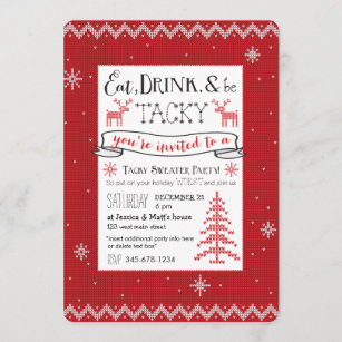 Eat, Drink & Be Tacky Sweater Party Invite