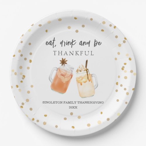 Eat Drink  Be Thankful Thanksgiving Dinner Drinks Paper Plates