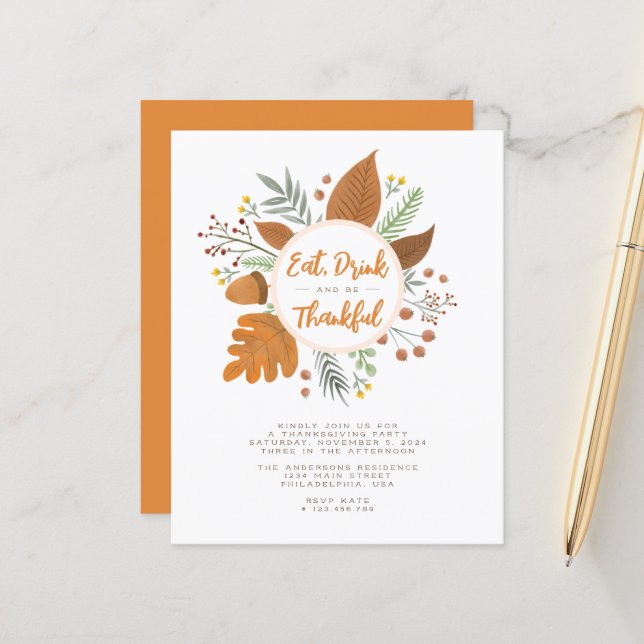 Eat Drink & be Thankful Thanksgiving Wreath Party  (Front/Back In Situ)