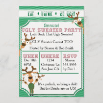 EAT DRINK BE UGLY Green UGLY Sweater Christmas Invitation