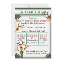 EAT DRINK BE UGLY Our UGLY Sweater Christmas Party Invitation