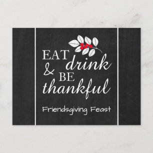 Eat Drink, Chalkboard Thanksgiving Feast Invite