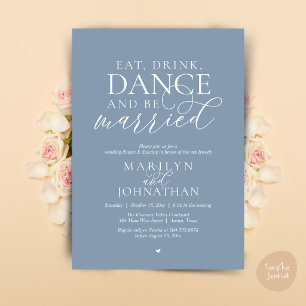 Eat, Drink, Dance, Be Married, Wedding Elopement Invitation