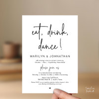 Eat, Drink, Dance, Wedding Elopement Dinner Party 