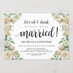 Eat, drink, Elopement Reception Invitation Card