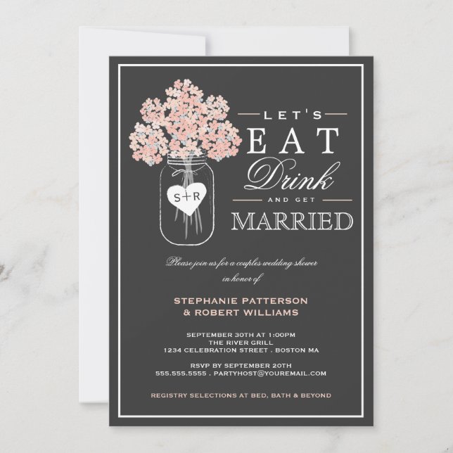 Eat Drink & Get Married Couples Shower Invitation (Front)