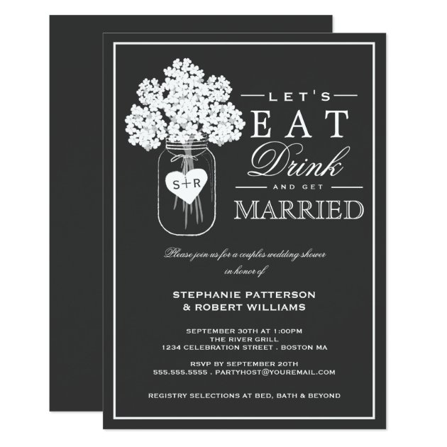 Eat Drink & Get Married Couples Shower Invitation