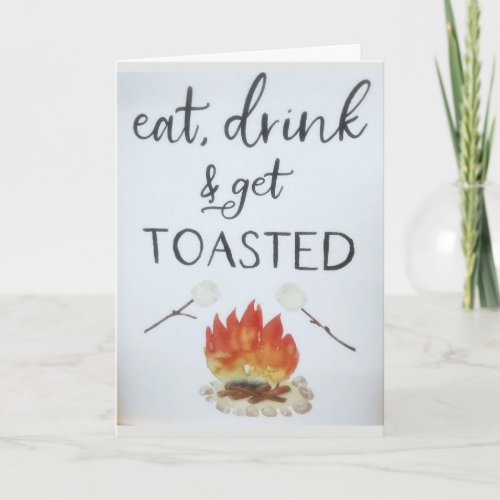 EAT DRINK GET TOASTED COMICAL CONGRATULATIONS CARD