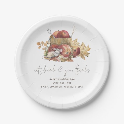 Eat Drink Give Thanks Script Mouse Friendsgiving Paper Plates