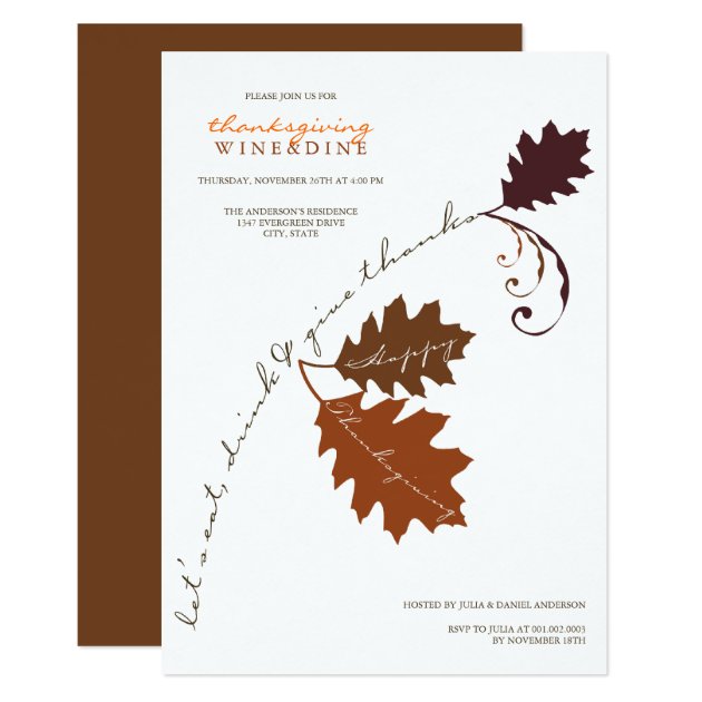 Eat Drink & Give Thanks Thanksgiving Dinner Invite