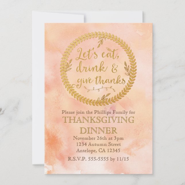 Eat Drink Give Thanks Thanksgiving Invitations (Front)