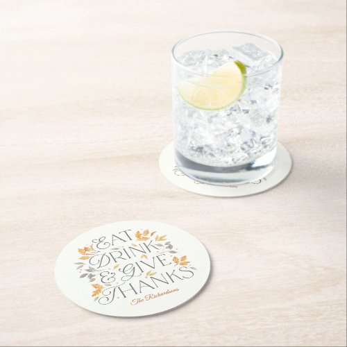 Eat Drink Give Thanks Thanksgiving Party Coasters