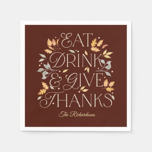 Eat Drink Give Thanks Thanksgiving Party Napkins