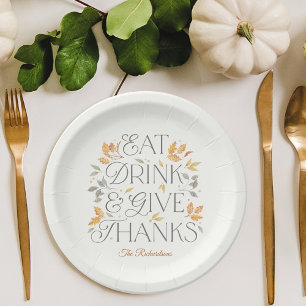 Eat Drink Give Thanks Thanksgiving Party Plates