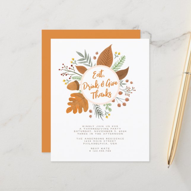 Eat Drink & Give Thanks Thanksgiving Wreath Party  (Front/Back In Situ)