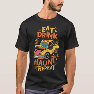 Eat Drink Haunt Repeat Funny Halloween Ghost T-Shirt