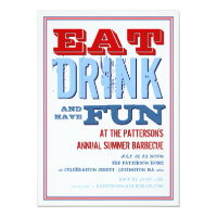 Eat, Drink & have Fun at a Summer BBQ Party Card