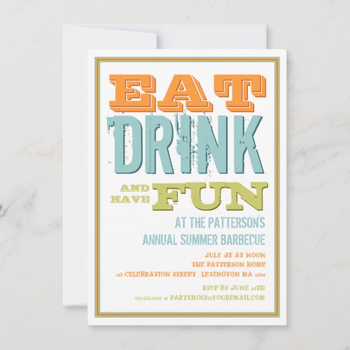 Eat, Drink &amp; have Fun at a Summer BBQ Party Personalized Invites