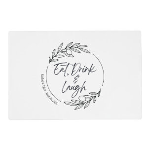 Eat, Drink & Laugh Custom Name Laminated Placemat