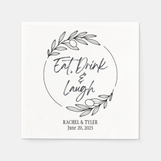 Eat, Drink & Laugh Custom Name Napkins