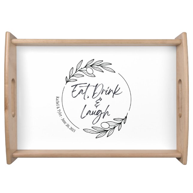 Eat, Drink & Laugh Custom Name Serving Tray (Front)