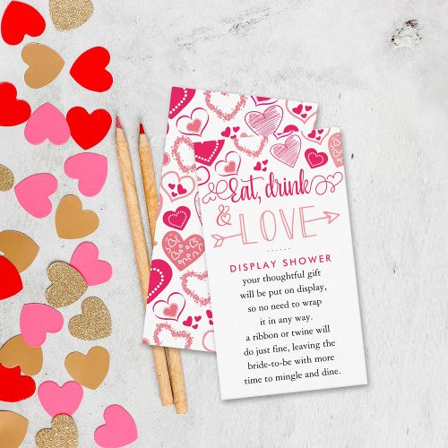 Eat Drink  Love Valentines Day Bridal Shower Enclosure Card