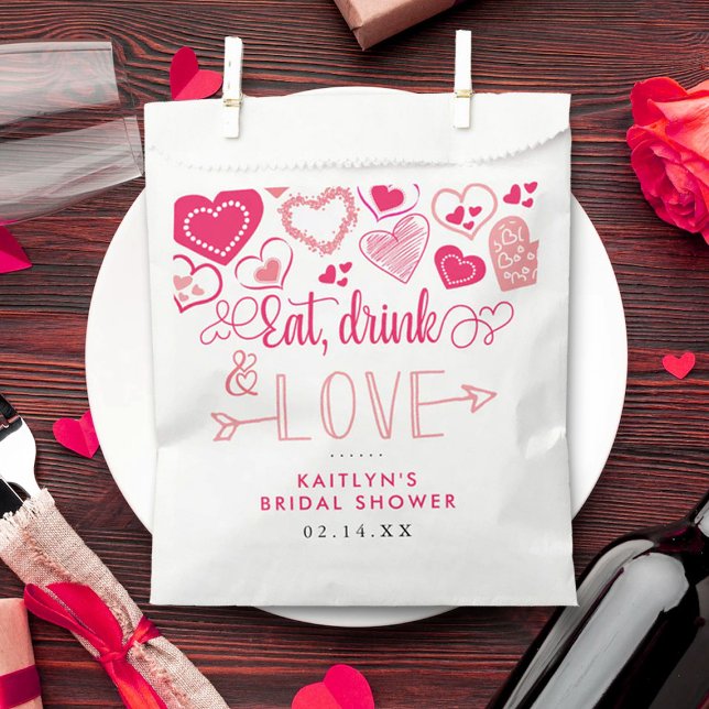 "Eat, Drink & Love" Valentine's Day Bridal Shower Favor Bag (Creator Uploaded)