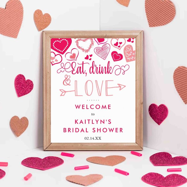 "Eat, Drink & Love" Valentine's Day Bridal Shower Poster (Creator Uploaded)