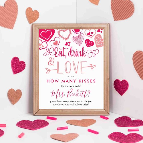 Eat Drink  Love Valentines Day Bridal Shower Poster