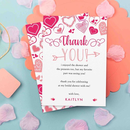 Eat Drink  Love Valentines Day Bridal Shower Thank You Card