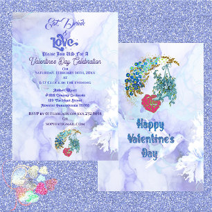 Eat Drink & Love Valentine's Day Party Celebration Invitation