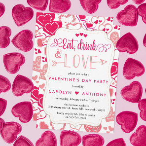 "Eat, Drink & Love" Valentine's Day Party Invitation