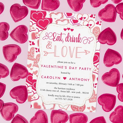 Eat Drink  Love Valentines Day Party Invitation