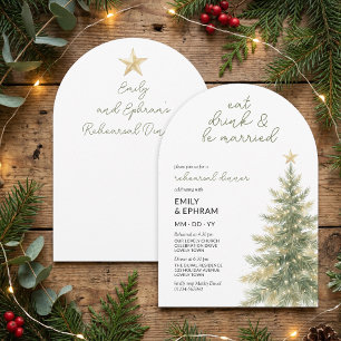Eat Drink Married Arch Christmas Rehearsal Dinner Invitation